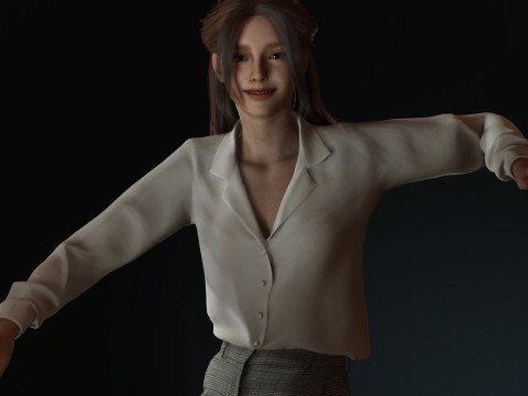 Elegant kantoormeisje Realistisch CC4 vrouwelijk karakter iClone 8 Ready Hoogwaardige PBR Rigged St 3D Model