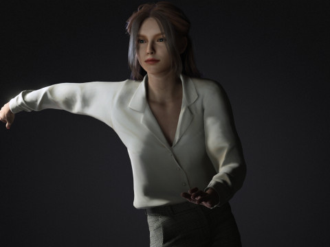 Elegant kantoormeisje Realistisch CC4 vrouwelijk karakter iClone 8 Ready Hoogwaardige PBR Rigged St 3D Model
