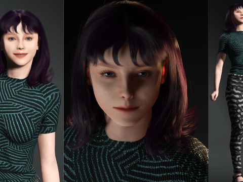 逼真的年轻女性角色 CC4 和 iClone 8 就绪高品质 PBR 风格化现代服装 3D 模型