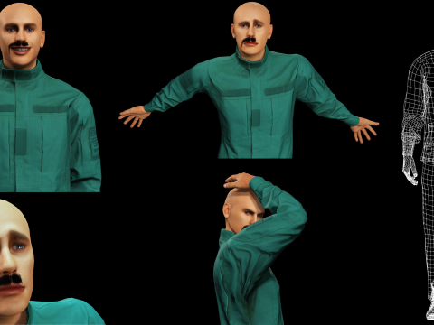 Karakter 3D Pria Realistis Game Tekstur PBR Sepenuhnya Rigged dan Siap Animasi Model 3D