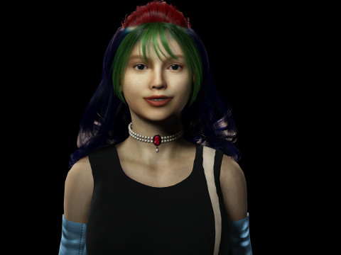 风格化女性角色已装备 PBR 游戏就绪 3D 模型