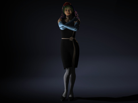 风格化女性角色已装备 PBR 游戏就绪 3D 模型