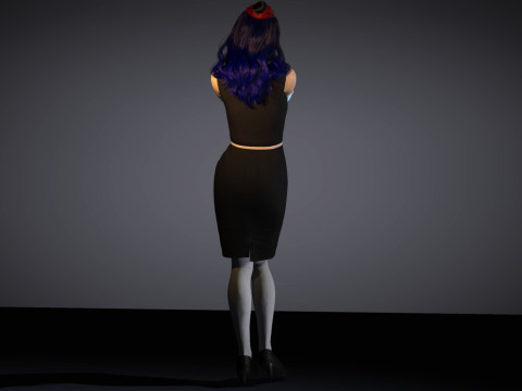 风格化女性角色已装备 PBR 游戏就绪 3D 模型