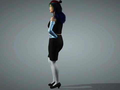 风格化女性角色已装备 PBR 游戏就绪 3D 模型