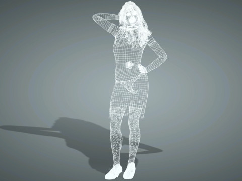 风格化女性角色已装备 PBR 游戏就绪 3D 模型