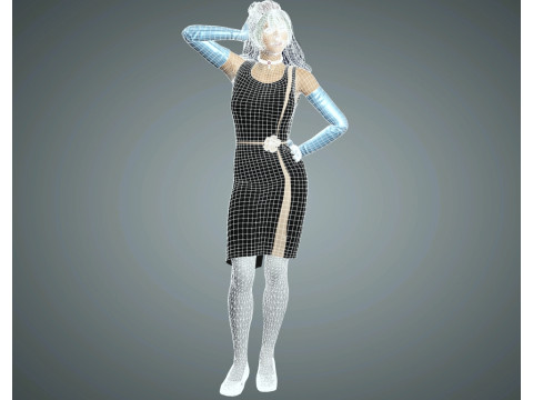 风格化女性角色已装备 PBR 游戏就绪 3D 模型