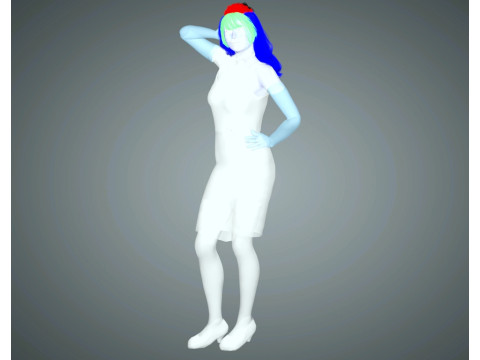 风格化女性角色已装备 PBR 游戏就绪 3D 模型