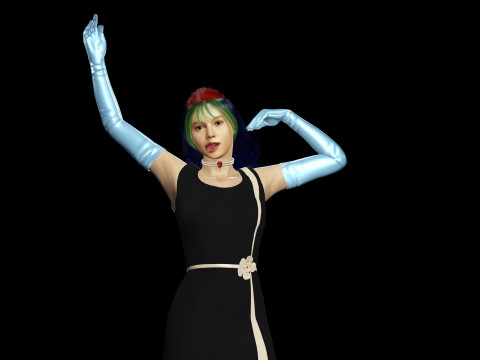 风格化女性角色已装备 PBR 游戏就绪 3D 模型