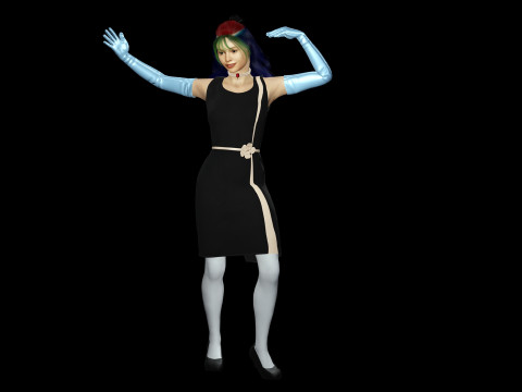 风格化女性角色已装备 PBR 游戏就绪 3D 模型