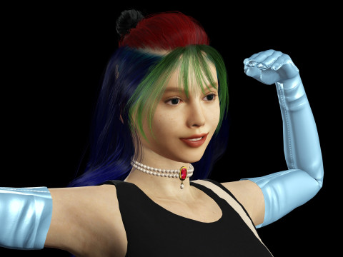 风格化女性角色已装备 PBR 游戏就绪 3D 模型