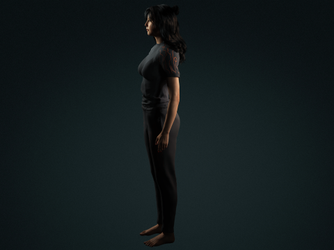 Stilisiertes Science-Fiction-Outfit für weibliche Charaktere, manipuliert und spielbereit 3D Modell