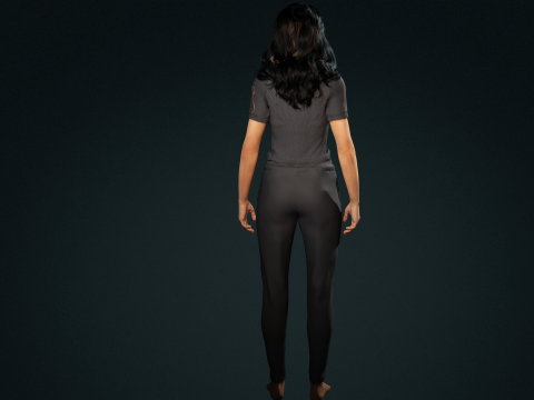 Stilisiertes Science-Fiction-Outfit für weibliche Charaktere, manipuliert und spielbereit 3D Modell