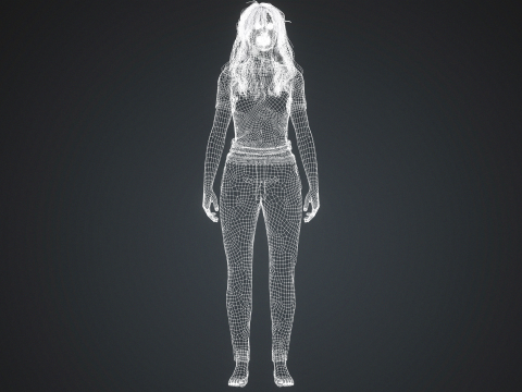 Stilisiertes Science-Fiction-Outfit für weibliche Charaktere, manipuliert und spielbereit 3D Modell