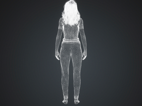 Stilisiertes Science-Fiction-Outfit für weibliche Charaktere, manipuliert und spielbereit 3D Modell