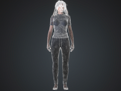 Stilisiertes Science-Fiction-Outfit für weibliche Charaktere, manipuliert und spielbereit 3D Modell