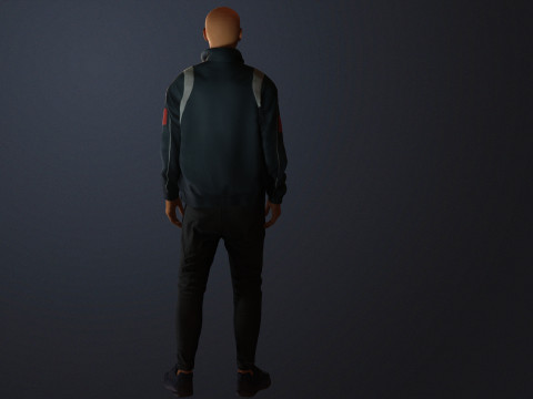 Realistyczna męska postać, gotowa do gry kurtka i okulary Model 3D