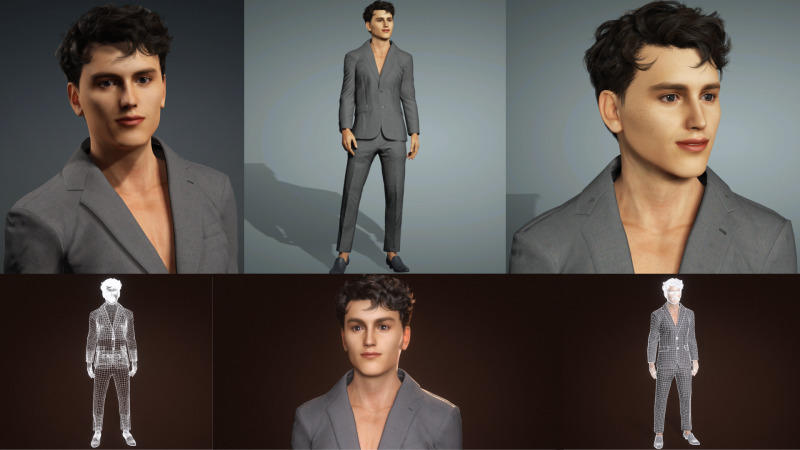 Modelo de personagem masculino realista premium, roupa de terno de alto detalhe, animação pronta Modelo 3D .c4d .max .obj .3ds .fbx .stl .blend 