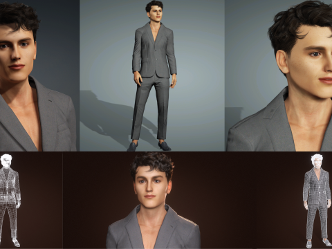 Premium Realistic Male Character Model High Detail Suit Outfit Animation Ready 3D Model