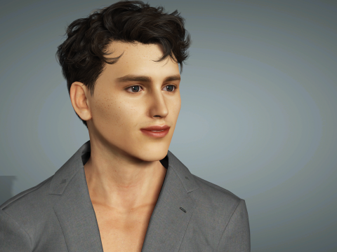 Modelo de personagem masculino realista premium, roupa de terno de alto detalhe, animação pronta Modelo 3D