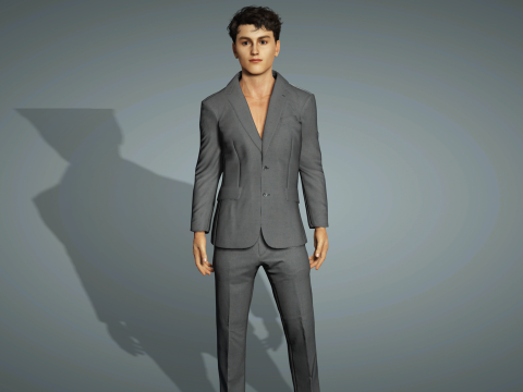Modelo de personagem masculino realista premium, roupa de terno de alto detalhe, animação pronta Modelo 3D