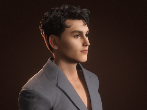 Modelo de personagem masculino realista premium, roupa de terno de alto detalhe, animação pronta Modelo 3D