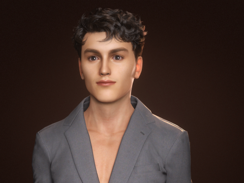 Modelo de personagem masculino realista premium, roupa de terno de alto detalhe, animação pronta Modelo 3D