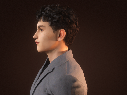 Modelo de personagem masculino realista premium, roupa de terno de alto detalhe, animação pronta Modelo 3D