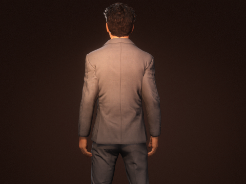 Modelo de personagem masculino realista premium, roupa de terno de alto detalhe, animação pronta Modelo 3D