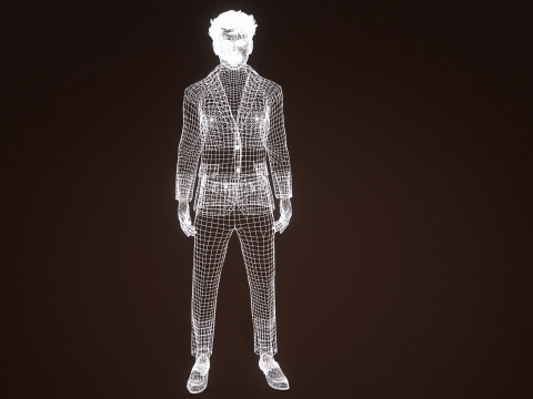 Modelo de personagem masculino realista premium, roupa de terno de alto detalhe, animação pronta Modelo 3D