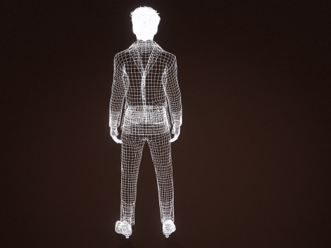 Modelo de personagem masculino realista premium, roupa de terno de alto detalhe, animação pronta Modelo 3D