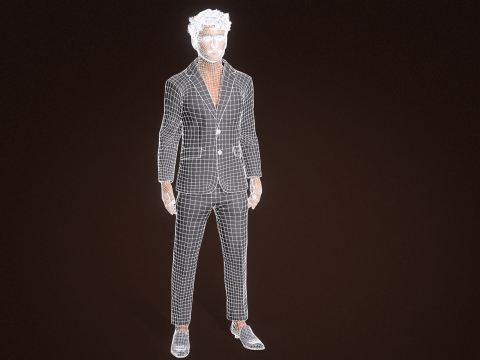 Modelo de personagem masculino realista premium, roupa de terno de alto detalhe, animação pronta Modelo 3D