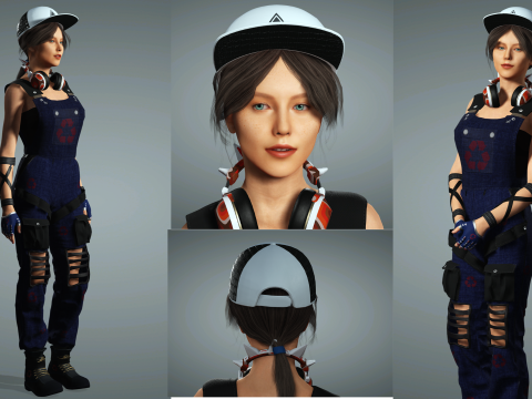 Stylizowana postać kobieca w stroju ulicznym Model 3D