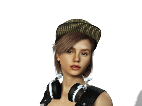 Stylizowana postać kobieca w złotym stroju ulicznym Model 3D