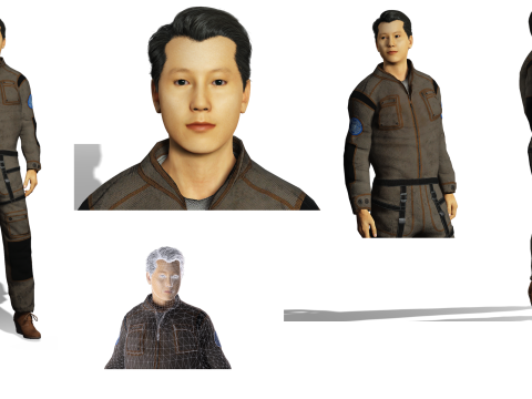 Realistic Male Character Industrial Outfit 3D Model