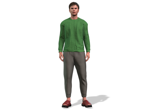 Realistic Male Casual Character Green Sweater 3D Model