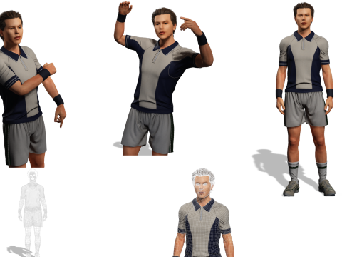 逼真的男性运动员性格训练服装 3D 模型