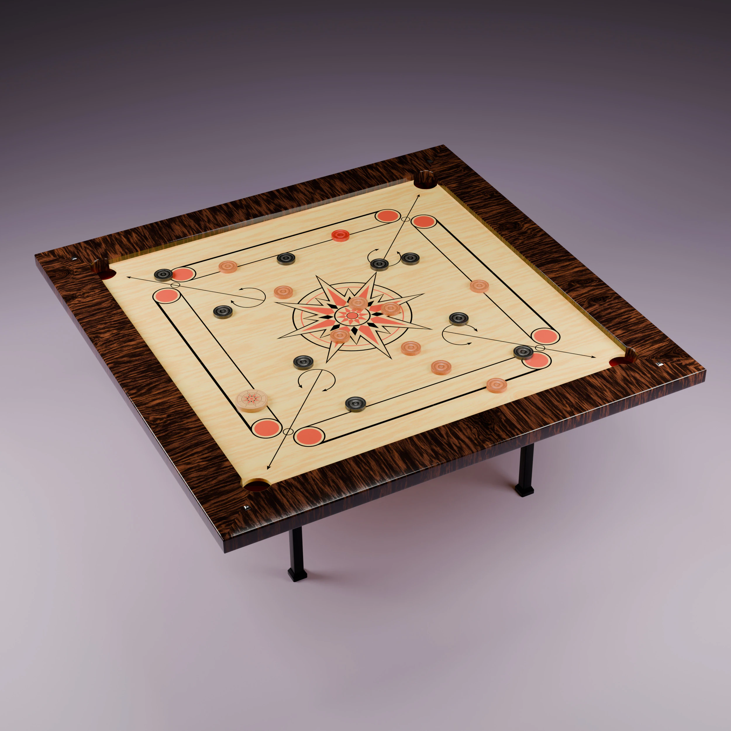 Carrom Board 3D Model .c4d .max .obj .3ds .fbx .stl .blend 