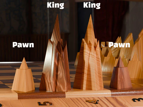 Wooden Chessboard With Pieces 3D Model