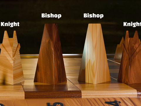 Wooden Chessboard With Pieces 3D 模型