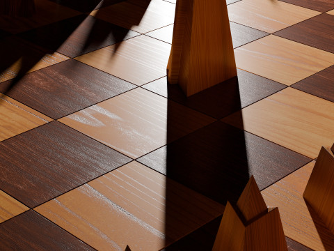 Wooden Chessboard With Pieces 3D 模型