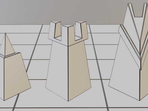 Wooden Chessboard With Pieces 3D 模型