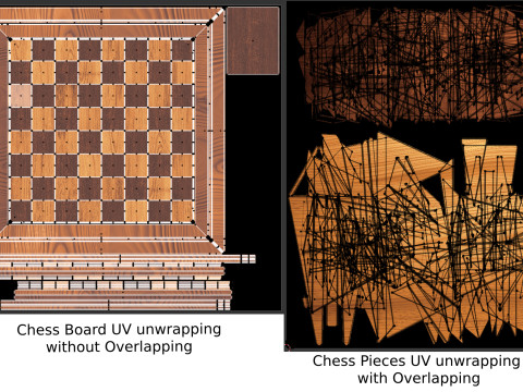 Wooden Chessboard With Pieces 3D 模型