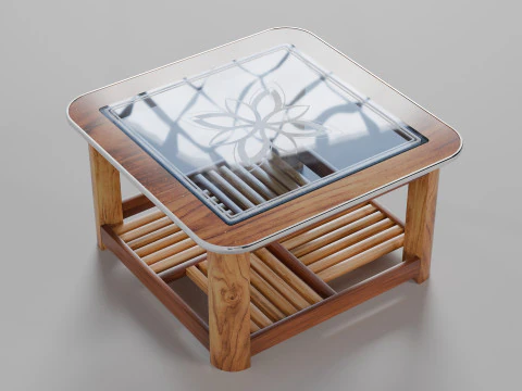 Table en verre en bois Modèle 3D