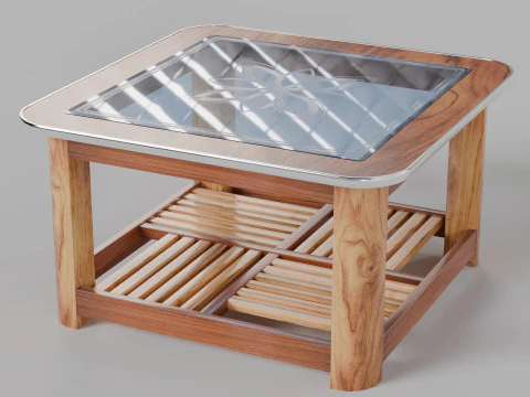 Wooden Glass Table 3D Model