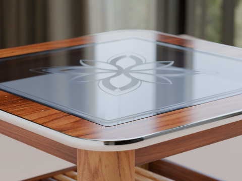 Wooden Glass Table 3D Модель