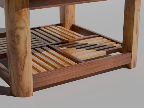 Wooden Glass Table 3D Model