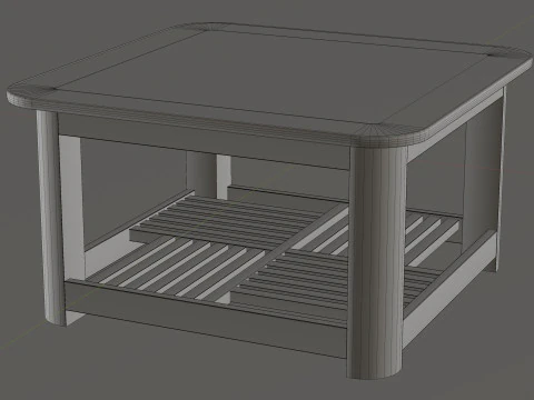 Wooden Glass Table 3D Model