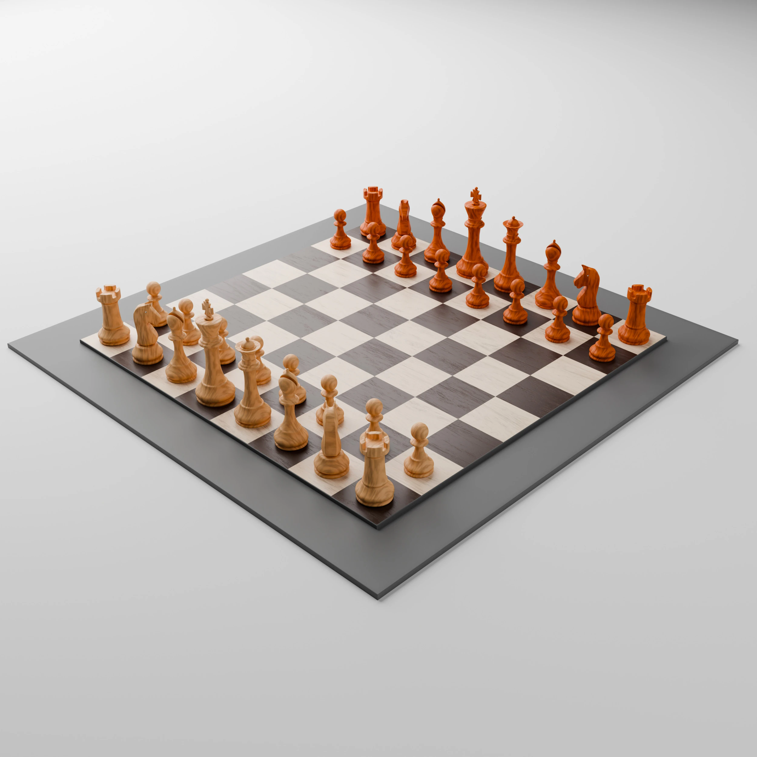 Wooden Chess 3D Model .c4d .max .obj .3ds .fbx .stl .blend 