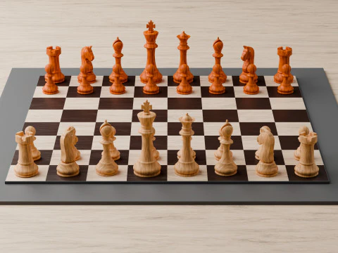 Wooden Chess 3D Model