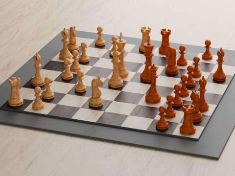 Wooden Chess 3D 模型